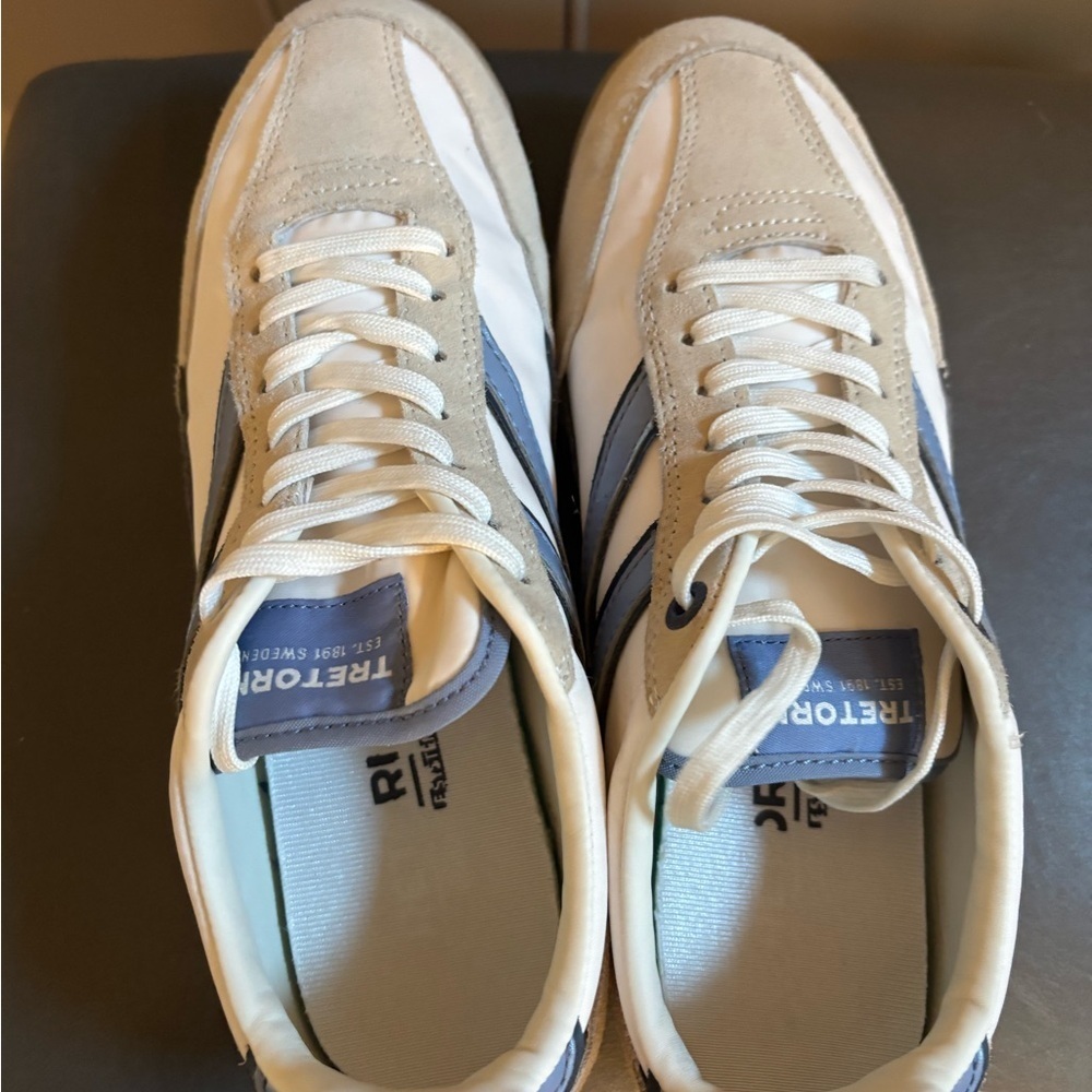 Tretorn Rawlins Shoes Womens 7.5 White Gray Blue Retro Sneakers Suede Leather - Picture 6 of 7